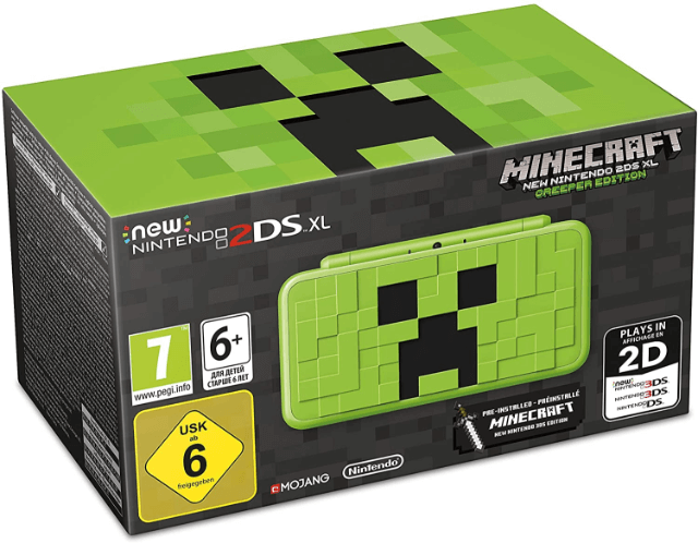 New Nintendo 2DS LL Minecraft Creeper Edition box art for Nintendo 3DS